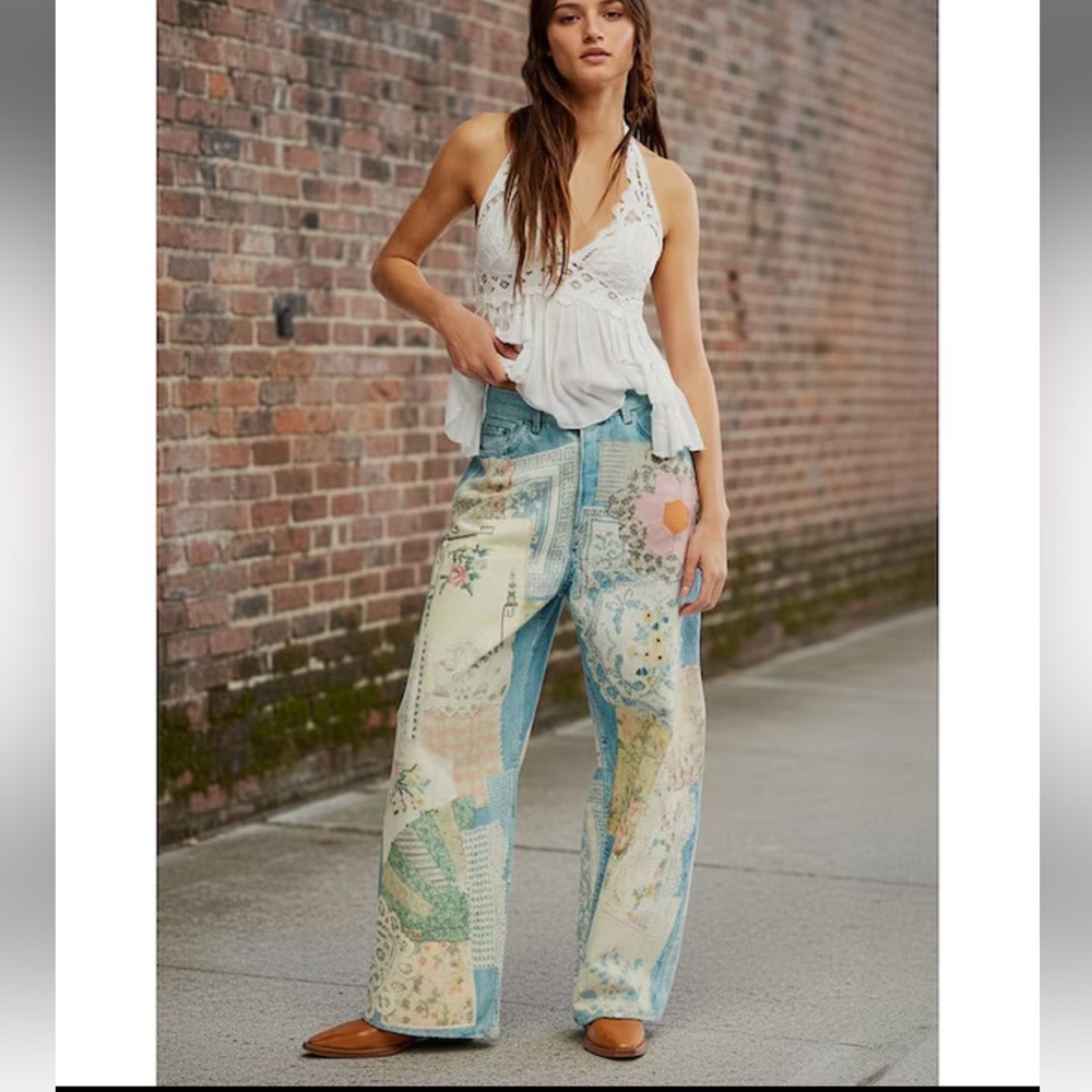 Free People Blue Patchwork soft Jeans🦋✨🦋 - Picture 2 of 16
